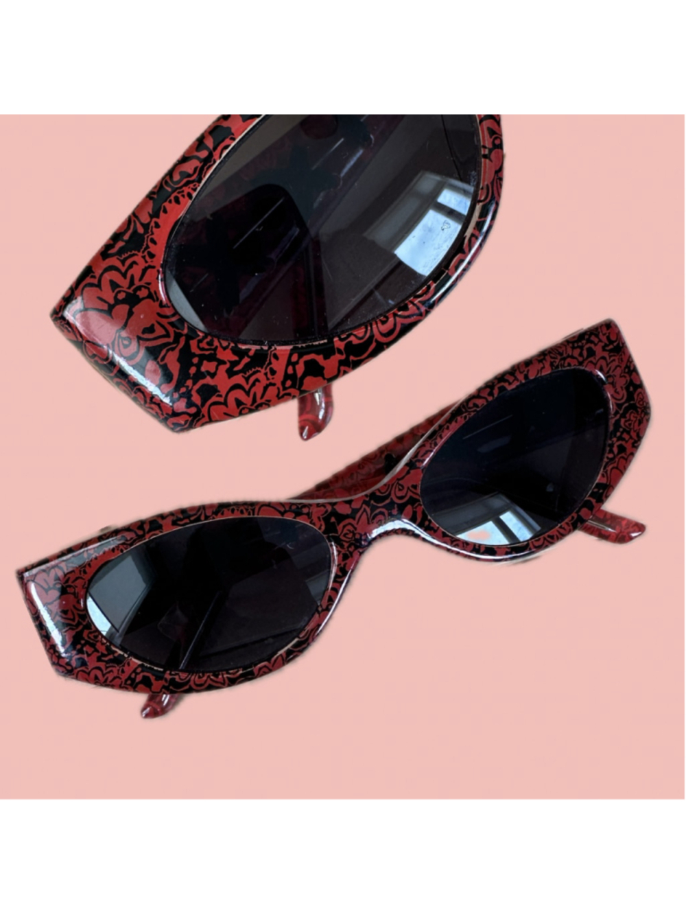 Vintage Y2K Peepers Red Black Corset Lace-Up Whimsigoth Sunglasses